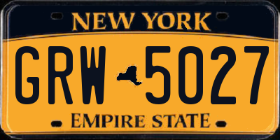 NY license plate GRW5027