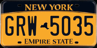 NY license plate GRW5035