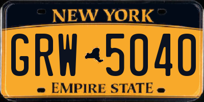 NY license plate GRW5040