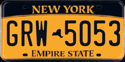 NY license plate GRW5053
