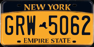 NY license plate GRW5062
