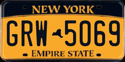 NY license plate GRW5069