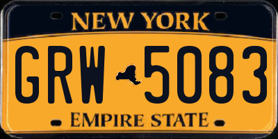 NY license plate GRW5083