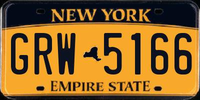 NY license plate GRW5166