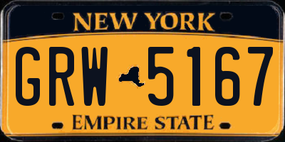 NY license plate GRW5167