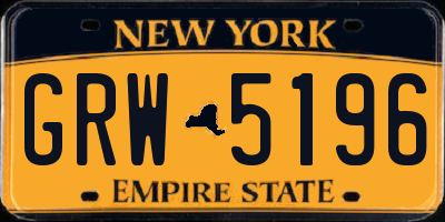 NY license plate GRW5196