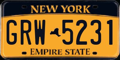 NY license plate GRW5231
