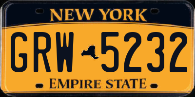 NY license plate GRW5232