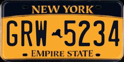NY license plate GRW5234