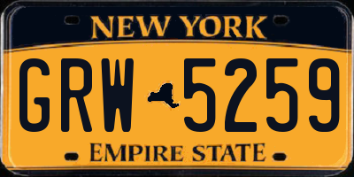 NY license plate GRW5259