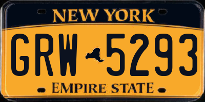 NY license plate GRW5293