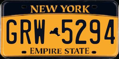 NY license plate GRW5294