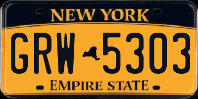 NY license plate GRW5303