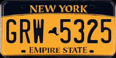 NY license plate GRW5325
