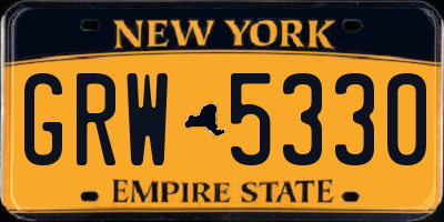 NY license plate GRW5330