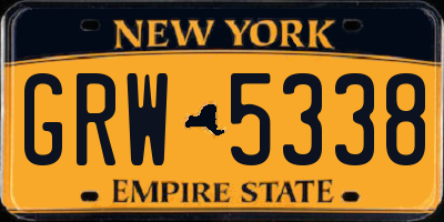 NY license plate GRW5338