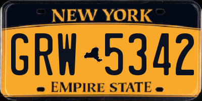 NY license plate GRW5342