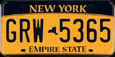 NY license plate GRW5365