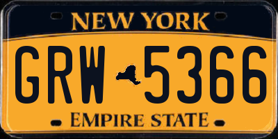 NY license plate GRW5366
