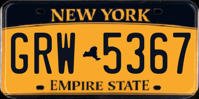 NY license plate GRW5367