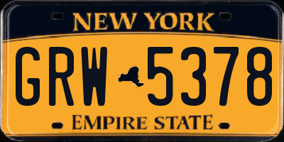 NY license plate GRW5378