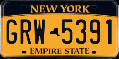 NY license plate GRW5391