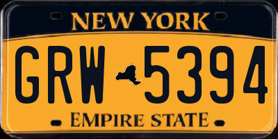 NY license plate GRW5394