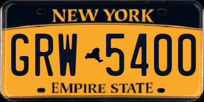 NY license plate GRW5400