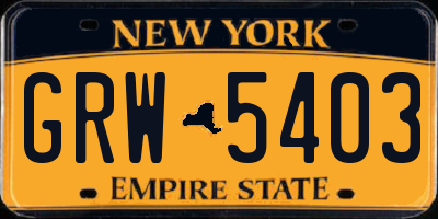 NY license plate GRW5403