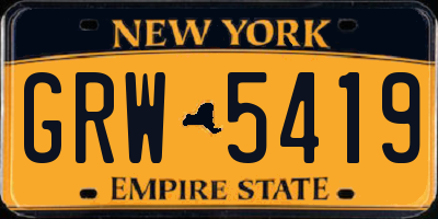 NY license plate GRW5419