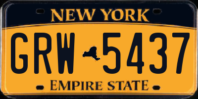 NY license plate GRW5437
