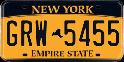 NY license plate GRW5455