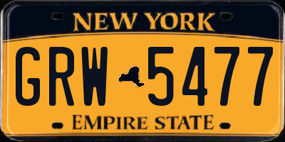 NY license plate GRW5477