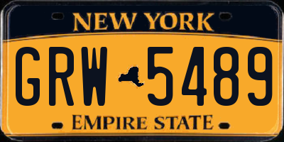 NY license plate GRW5489