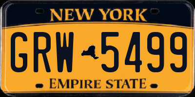 NY license plate GRW5499