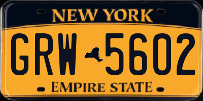 NY license plate GRW5602