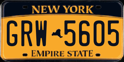 NY license plate GRW5605