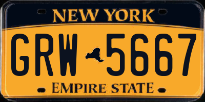 NY license plate GRW5667
