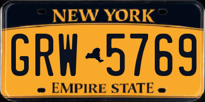 NY license plate GRW5769
