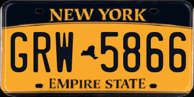 NY license plate GRW5866