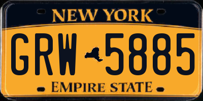 NY license plate GRW5885