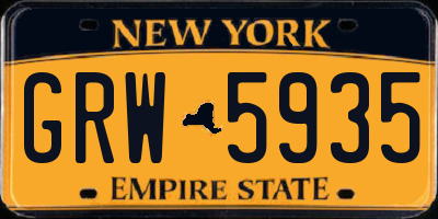 NY license plate GRW5935