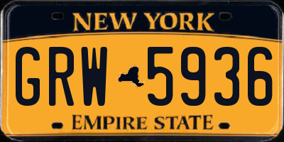 NY license plate GRW5936
