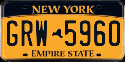 NY license plate GRW5960