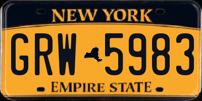 NY license plate GRW5983