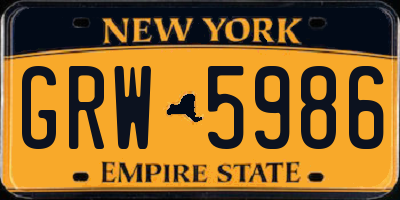 NY license plate GRW5986