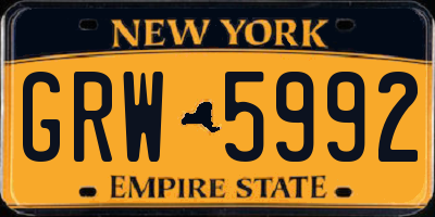 NY license plate GRW5992