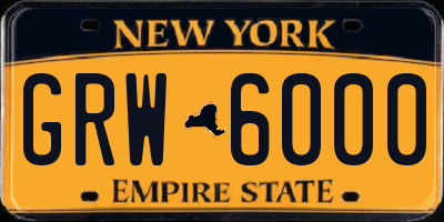 NY license plate GRW6000