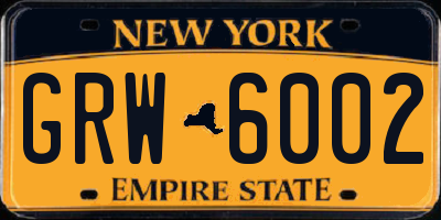 NY license plate GRW6002