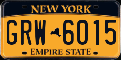 NY license plate GRW6015